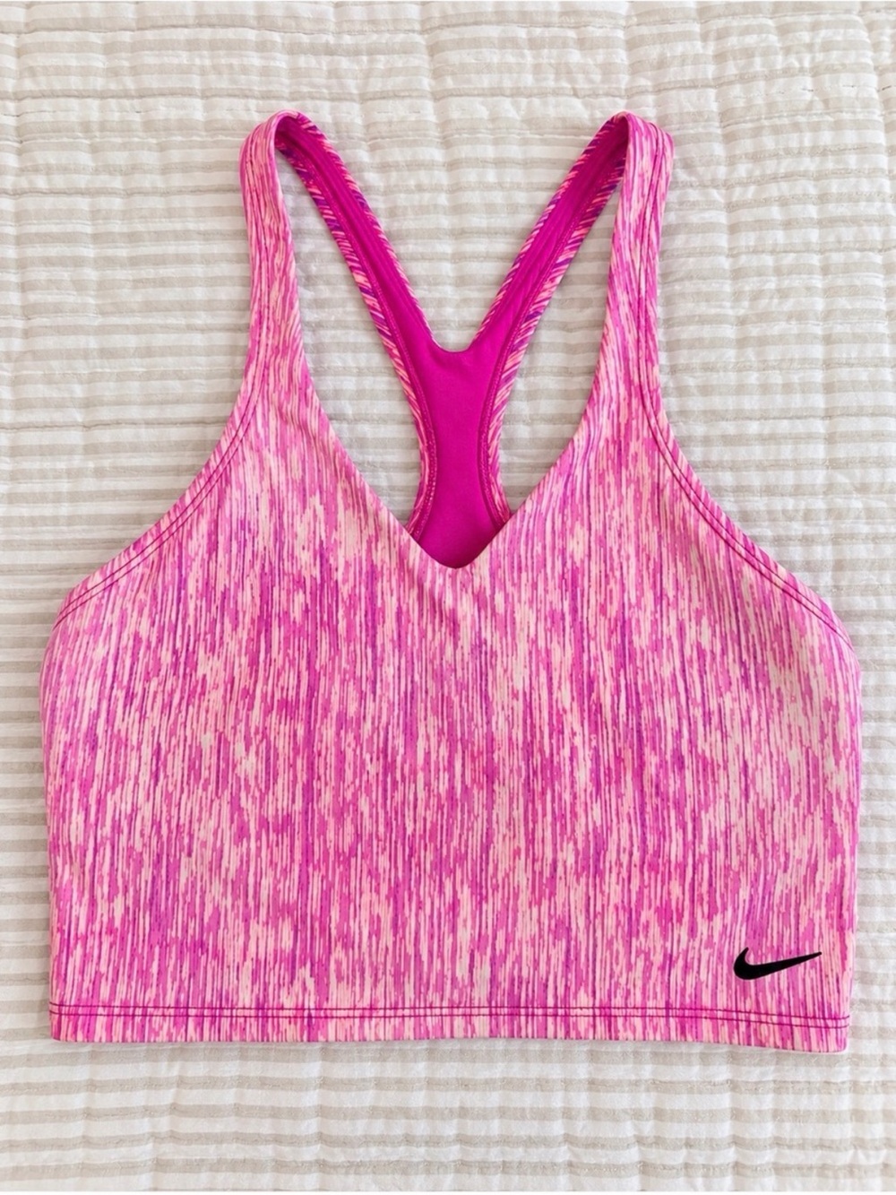 Nike Pink Space-Dye Racerback longline Sports bra Size Large
